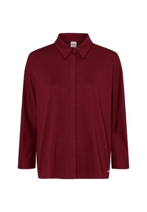 Camicia granata a maniche lunghe con colletto classico, chiusura a bottoni e una vestibilità leggermente rilassata. Tessuto morbido con una superficie liscia.