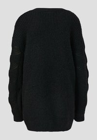 QS À MOTIF TORSADÉ - Strickjacke - schwarz