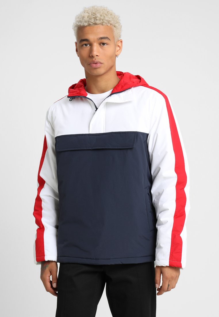 Urban Classics - HOODED JACKET - Jas - navy/white/firered, Vergroten