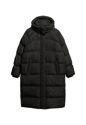 Superdry & Co LONGLINE HOODED PUFFER - Cappotto invernale - black