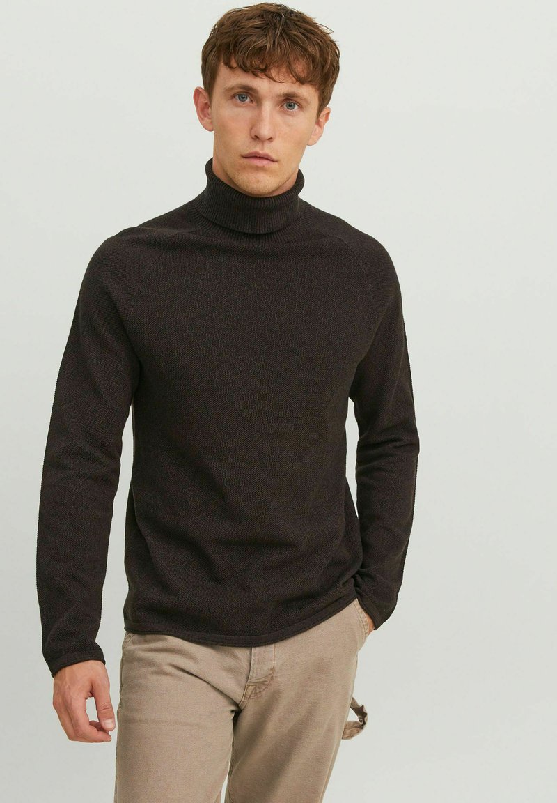 Jack & Jones JJEHILL ROLL NECK - Maglione - seal brown