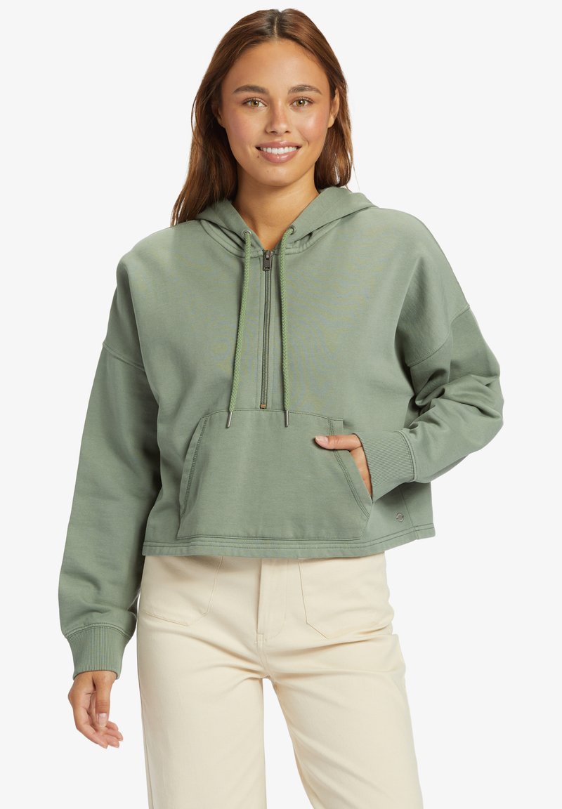 Roxy DRAKES COVE - HALF-ZIP  - Jersey con capucha - green