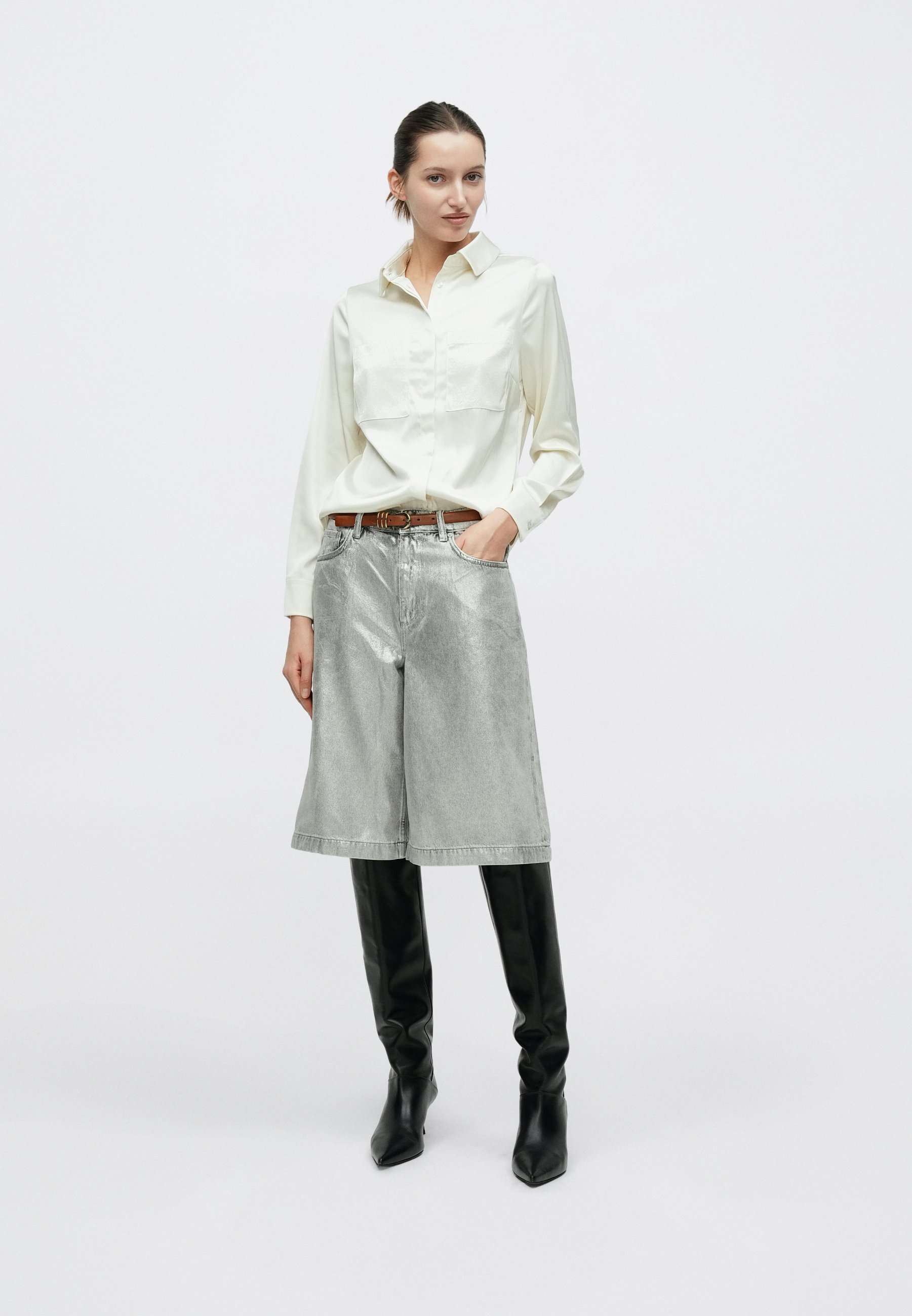 【完売品】Gajess ガジェス Marguerite Blouse Guess MARGUERITE HOTFIX POKETS SHIRT - Button-down blouse - cream