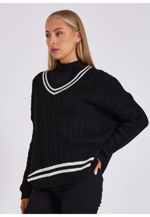 STRIPE SPORTS CRICKET OVERSIZED  - Jumper - black