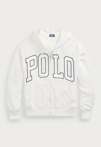 LOGO LIGHTWEIGHT FLEECE FULL ZIP HOODIE - Cipzáras pulóver - antique white