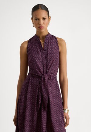 PRINT TIE-FRONT CREPE SLEEVELESS DRESS - Skjortekjole - dark blue/violet