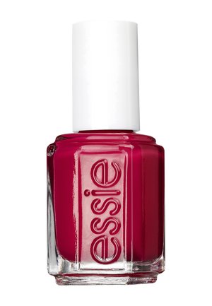 Vernis à ongles Essie dans une teinte rose profond brillant, contenu dans un flacon carré en verre avec un bouchon blanc et un logo en relief à l'avant.
