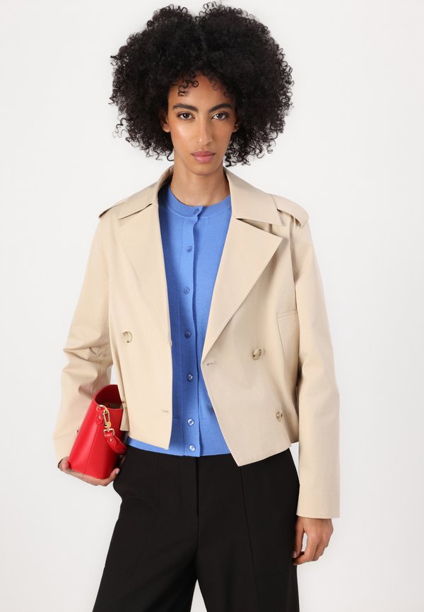 CROP TRENCH - Trenchcoat - open beige3