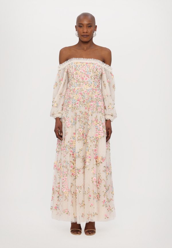 LUNARIA WREATH OFF SHOULDER LONG SLEEVE GOWN - Occasion wear - cream