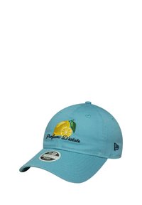 Light blue baseball cap with lemon embroidery and "Profumo D'estate" text on front, curved brim, and adjustable New Era tag.