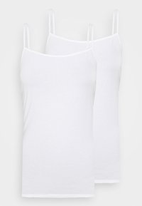 Des débardeurs en coton blanc vendus par pack de deux, avec des bretelles fines, une coupe ajustée et une texture lisse.