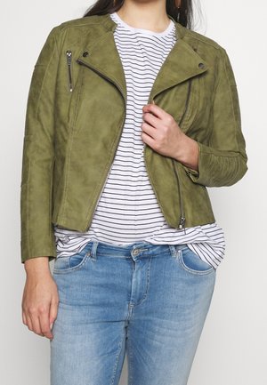 Bunda z umělé kůže - metallic green
