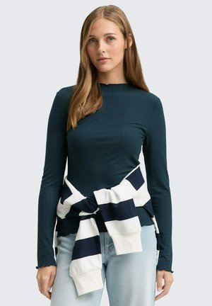 WITH FRILL EDGE - Long sleeved top - dark sea petrol
