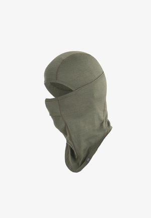 Grüne Balaklava aus weichem, elastischem Material. Verfügt über ein nahtloses Design mit langem Hals und minimalen Nähten.