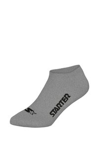 Graue Knöchelsocke aus Strickstoff mit schwarzem "STARTER"-Logo und Akzent. Glatte Textur, flaches Design für eine eng anliegende Passform.