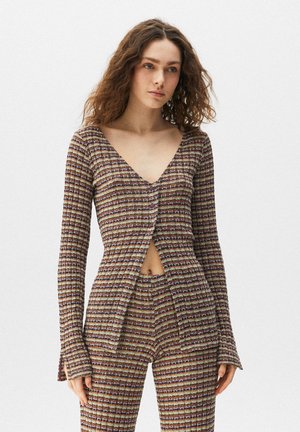STRIPED - Cardigan - brown