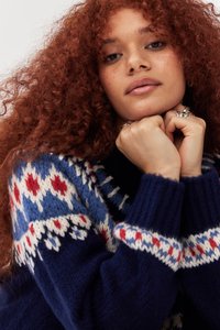 BDG Urban Outfitters BOXY FAIR ISLE - Ζακέτα - navy