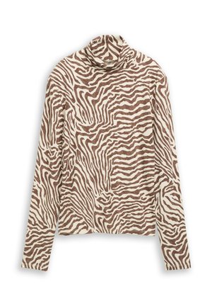 TOM TAILOR DENIM, ROLLKRAGENSHIRT MIT MUSTER - Longsleeve - brown beige zebra print
