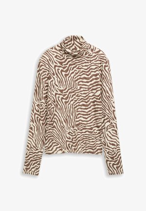 TOM TAILOR DENIM, ROLLKRAGENSHIRT MIT MUSTER - Maglietta a manica lunga - brown beige zebra print