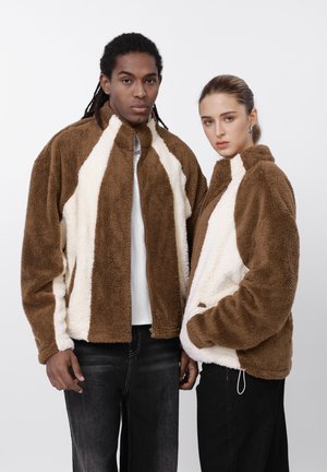 CONTRAST PANEL UNISEX - Flisinė striukė - brown/cream