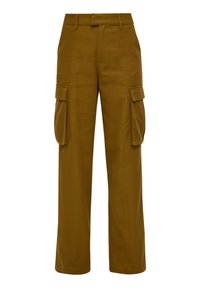 Cargo pants in een mosterdkleur, met een rechte pijp, twee zijzakken en een gestructureerde stof. Geschikt voor casual draag.
