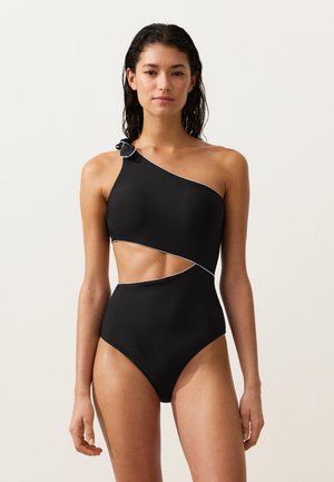 OYSHO ASYMMETRIC PIPING TRIKINI - Kopalke - black