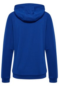Felpa con cappuccio di un blu vibrante, realizzata in tessuto testurizzato, con schiena intera, maniche lunghe e polsini e orlo a coste.