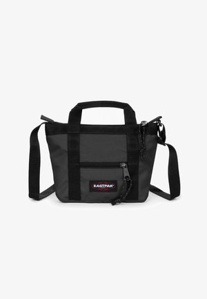 Kleine zwarte en grijze Eastpak schoudertas met een voorzak met rits, dubbele handvatten, een verstelbare schouderband en een logo label.