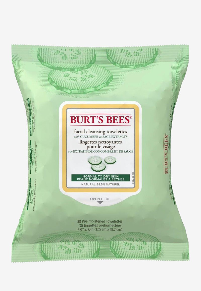 Burt's Bees - FACIAL CLEANSING TOWELETTES 30 PACK - Ansigtsrens - cucumber, Forstør