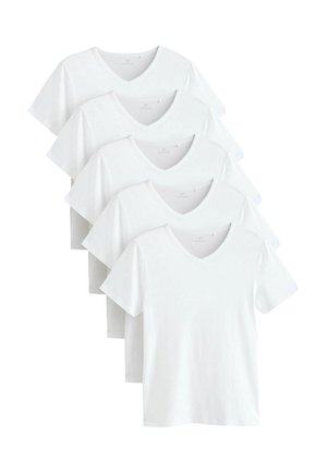 REGULAR FIT -  V-NECK  5 PACK. - Lihtne T-särk - white