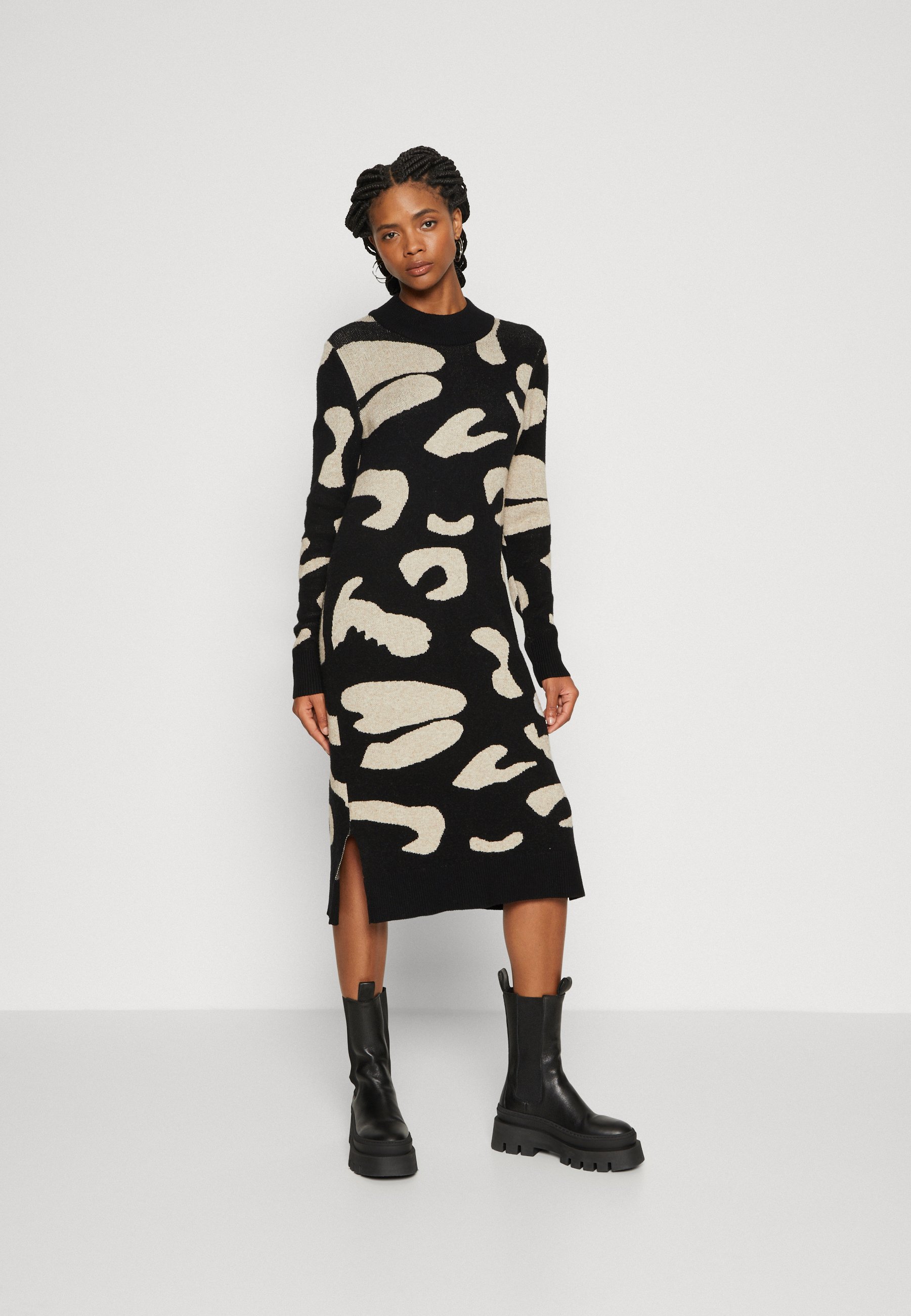 VILA VIRIL CREW NECK MIDI DRESS - Robe pull - black/noir - ZALANDO.FR