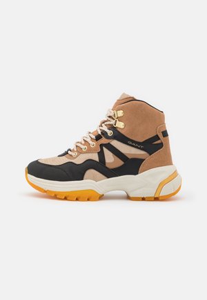 LAWANDA - Lace-up ankle boots - sand/walnut/black
