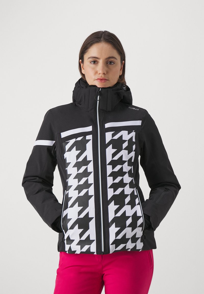 CMP WOMAN JACKET ZIP HOOD Snowboard jacket nero/bianco/black