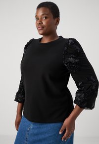 ONLY Carmakoma CARROSANNA O NECK MIX  - Ikdienas džemperis - black