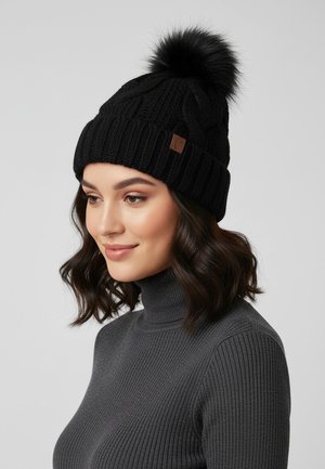 Faera, WEICHE UND WARME STRICKMÜTZE FÜR KALTE WINTERTAGE - Beanie - schwarz