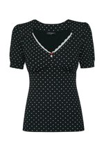 Vive Maria Vintage Èmelie - Maglietta Donna Aderente In Viscosa - Scollo Con Occhiello E Bottone - Nero - 2