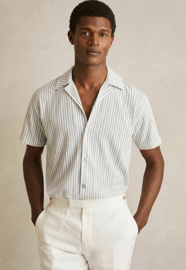 REGULAR FIT - MAX TEXTURED STRIPE CUBAN COLLAR - Hemd