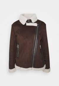ONLDIANA BONDED AVIATOR JACKET  - Casaco de pele sintética - black coffee/white