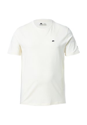 T-shirt bianco in cotone con maniche corte. Presenta un piccolo logo di un orsetto nero sul petto sinistro. Design leggero e classico con collo rotondo.