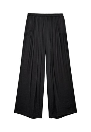 PULL&BEAR, WIDE-LEG SATIN - TROUSERS - Pantalon classique - black