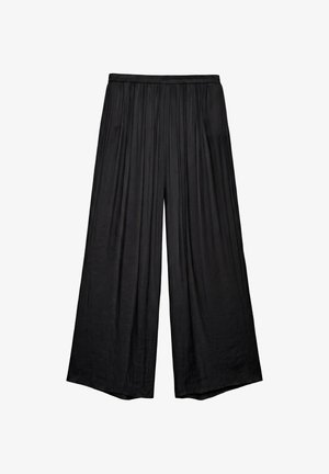 PULL&BEAR, WIDE-LEG SATIN - TROUSERS - Pantalon classique - black
