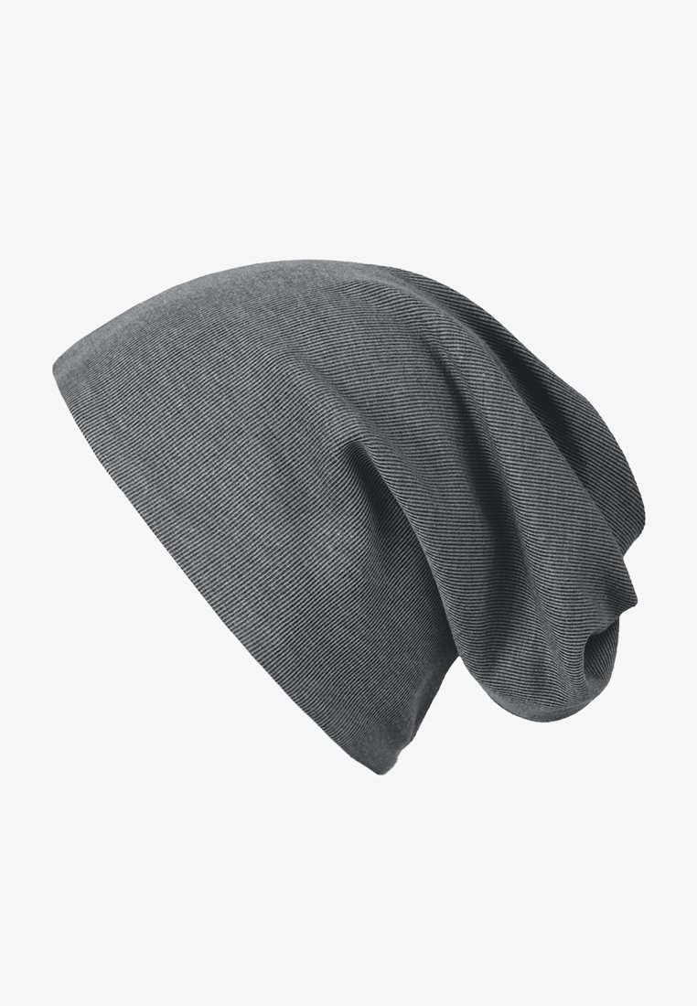 Hall värviline beanie müts, mis on valmistatud pehmest ja venivast kangast ning millel on lohvakujuline disain. Omab peent sooniktexstuuri ja veidi asümmeetriat.