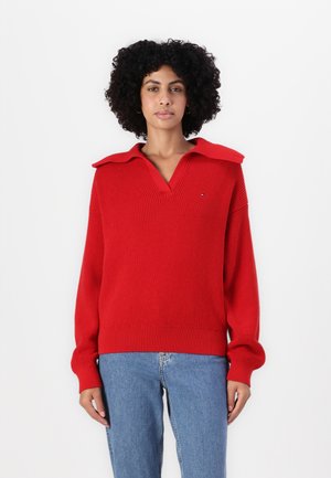 STITCH OPEN POLO - Strikkegenser - primary red