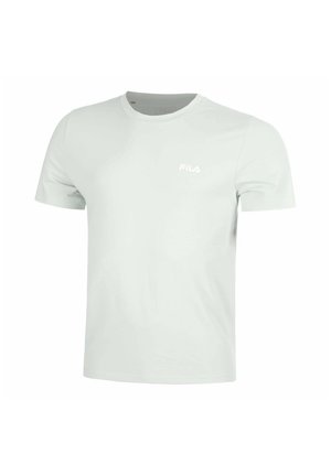 Witte korte mouw T-shirt met ronde hals en klein FILA-logo op de linkerborst, getoond tegen een effen witte achtergrond.