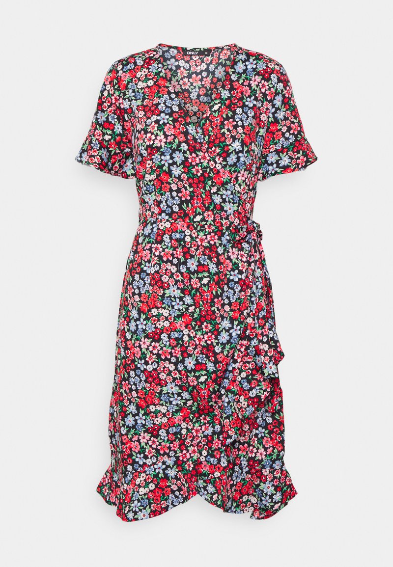 ONLY Tall ONLOLIVIA WRAP DRESS - Φόρεμα ημέρας - black/red