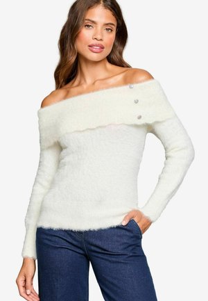 Lipsy PETITE EYELASH BARDOT  - Strickpullover - ivory white