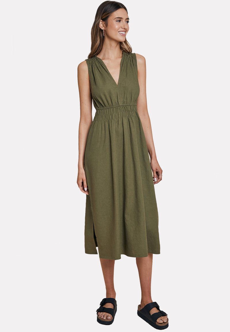 Threadbare THB PEPPERCORN WAISTED MIDI Day dress olive Zalando.ie