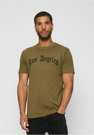 LOS ANGELES WORDING TEE - Potiskana majica - olive