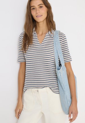 GESTREIFTES AJOUR  - Poloshirt - blau