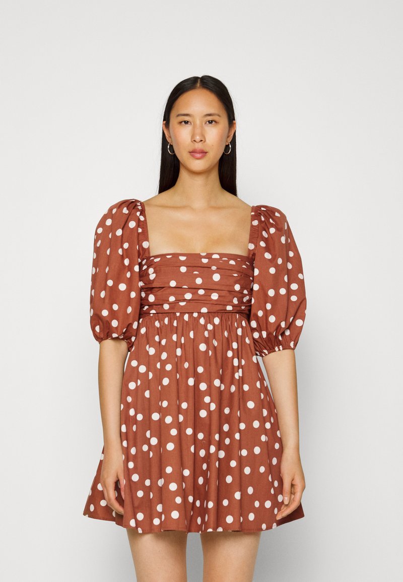 Abercrombie & Fitch PUFF SLEEVE VOLUME MINI Day dress brown dot